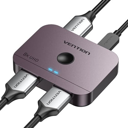 VENTION 8K HDMI Switch, 4K@120Hz HDMI Splitter Switcher, 2 in 1 Out with LED Indicators, Supports HDR, 3D, Dolby, Compatible with Laptops, PC, Xbox Series, PS5/4/3, Blue Ray, Projector - color: Pink