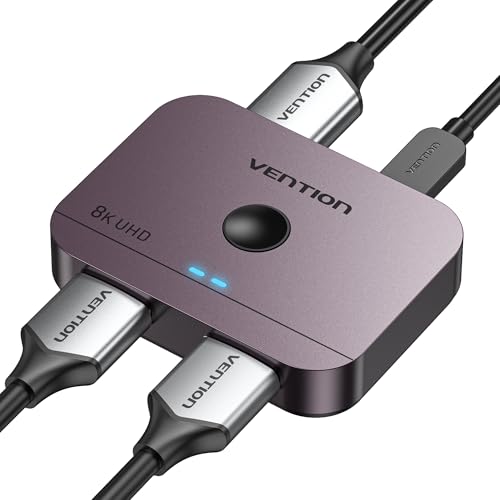 VENTION 8K HDMI Switch, 4K@120Hz HDMI Splitter Switcher, 2 in 1 Out with LED Indicators, Supports HDR, 3D, Dolby, Compatible with Laptops, PC, Xbox Series, PS5/4/3, Blue Ray, Projector - color: Pink