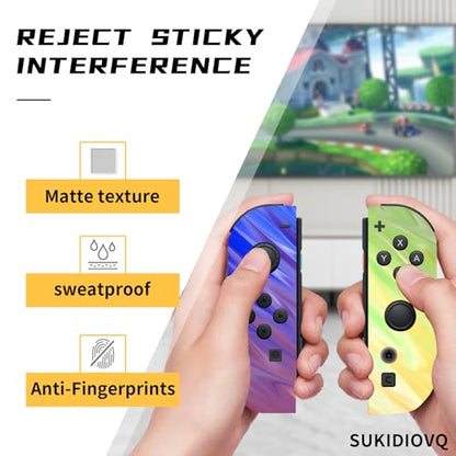 for Nintendo Switch 2 Skin Wrap Cover Decal Sticker Wrap Vinyl Mixed-Color Pattern (Blue-Green) - color: Blue-Green