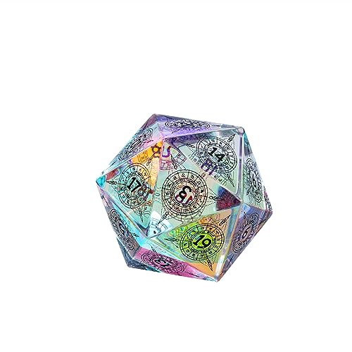 UDIXI 30mm Prism Glass D20 Dice Large 20 Sided DND Dice for Tabletop Games | Premium Gift Box, DM Gift, for Dungeons and Dragons Role Playing Games - color: Large D20 Prism Glass