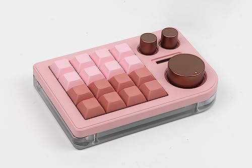 KEEBMONKEY Megalodon Triple Knob Macro Pad Programmable Designer Mini Keyboard 16 Keys (Pink) - color: Pink
