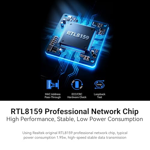 USB C to Ethernet Adapter Plug and Play 10Gb RJ45 Network Card | (Thunderbolt 5/4/3 USB4 Compatible) Aluminum Cooling Case, Fanless Silent, Realtek RTL8159, ~9.7Gb on Windows, ~6Gb on macOS - color: USB C to 10Gb RJ45