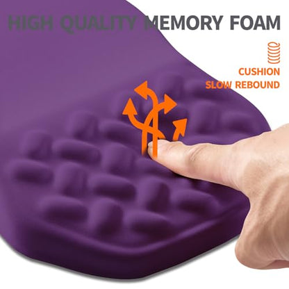 Ergonomic Slope Mouse Pad Wrist Support, Wrist Rest Mousepad for Carpal Tunnel Pain Relief with Massage Bulge and Slow Rebound Memory Foam (12x8 inch, Deep Purple) - color: Am030-deep Purple