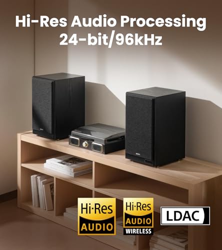Edifier R2750DB MKII Powered Bookshelf Speakers, 144W 3-Way Active Studio Monitor with Sub Out, Hi-Res Audio, Bluetooth 6.0 with LDAC, HDMI/Optical/Coaxial for Turntable, PC, Home Audio - Black - color: Black