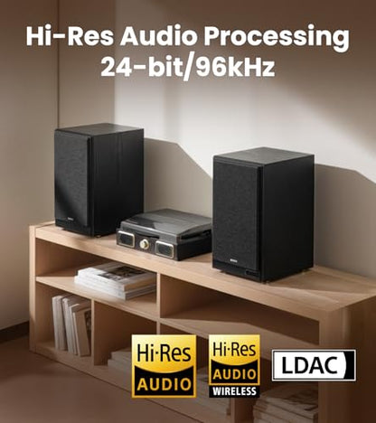 Edifier R2750DB MKII Powered Bookshelf Speakers, 144W 3-Way Active Studio Monitor with Sub Out, Hi-Res Audio, Bluetooth 6.0 with LDAC, HDMI/Optical/Coaxial for Turntable, PC, Home Audio - Black - color: Black