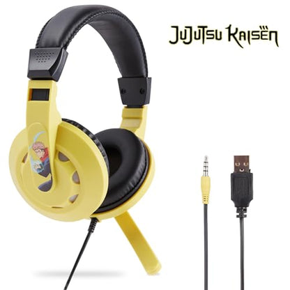 Jujutsu Kaisen Gaming Headset with Mic, Wired Headphones, Microphone, LED | Jujutsu Kaisen wired gaming headset, mic, LED lights, padded over-ear comfort, enhanced audio, PC gaming setup. - color: JJK