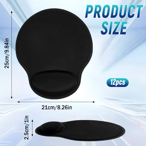 6 Pack Ergonomic Mouse Pad with Smooth Wrist Rest Support Black Memory Foam Mousepad Comfortable Mouse Pads for Non Slip Base for Computer Laptop Gaming Home Office Travel