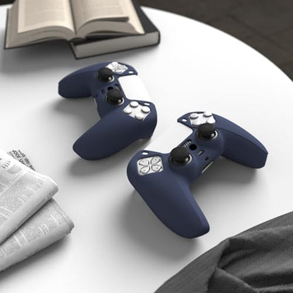 PlayVital Midnight Blue Pure Series Anti-Slip Silicone Cover Skin for ps5 Controller, Soft Rubber Case for ps5 Wireless Controller with Black Thumb Grip Caps - color: Midnight Blue