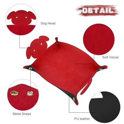 SIQUK 2 Pieces Dog Dice Tray Folding Dice Rolling Trays PU Leather Scroll Dices Holder Storage for D&D RPG Games (Black, Red) - color: Black, Red
