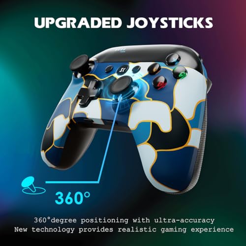 ISHAKO Wireless Switch Pro Controller Compatible with Switch/Lite/OLED, Gamepad with Turbo, Dual Vibration, Wake-up, and Motion Control - Blue
