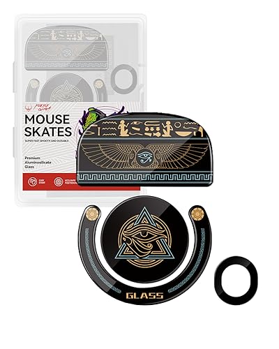 HOTLINEGAMES Glass Mouse Feet Skate Rounded Curved Edges Compatible with Logitech G Pro X Superlight Wireless Gaming Mouse feet Replacement, Super Fast Smooth, Pro Upgrade Kit [ Eye of Horus ]