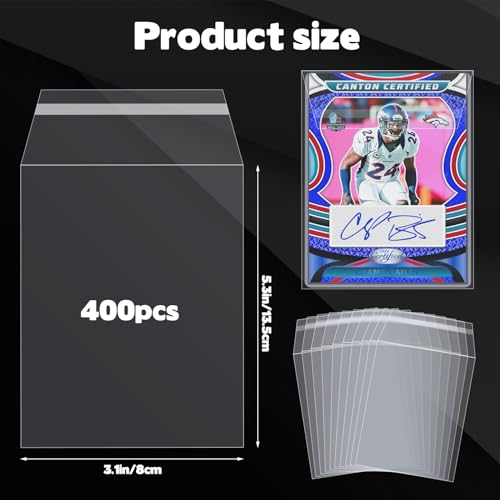 400Pcs Top Loader Sleeves Penny Sleeves for Top Loaders Resealable Team Bags for 35-75PT Rigid Toploader Card Holder Trading Card Sleeves Trading Card Protectors for Semi Rigid Card Holders(3" x 5")