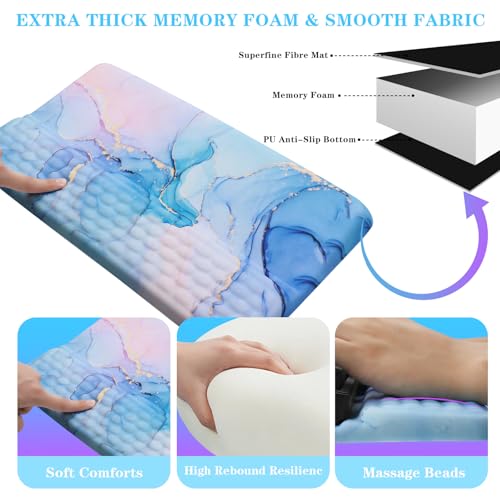 Computer Keyboard Stand with Wrist Rest, Ergonomic Tilted Keyboard Holder - Keyboard Riser with Wrist Pad - Keyboard Tray Support for Office Home - Aqua Marble - color: Keyboard Stand-aqua Marble