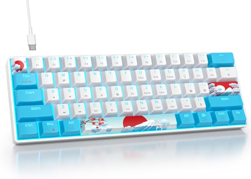 Fogruaden Wired 60% Percent Mechanical Keyboard RGB Gaming Keyboard 60 Percent, Ultra-Compact 61Keys Mini Wired Keyboard with Red Switch for Win/Mac PC Gamer - color: BlueWhite/Red Switch