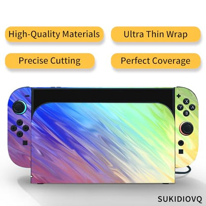 for Nintendo Switch 2 Skin Wrap Cover Decal Sticker Wrap Vinyl Mixed-Color Pattern (Blue-Green) - color: Blue-Green