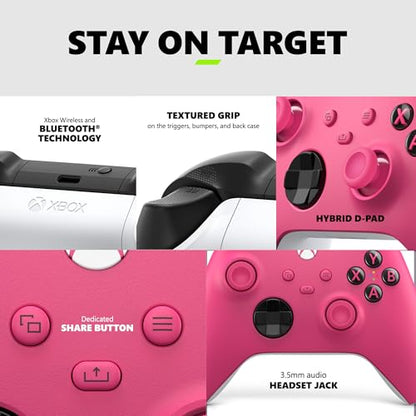 Xbox Wireless Gaming Controller (2025) – Deep Pink – Play on, Windows, Android, iOS, FireTV Sticks, Smart TVs, VR Headsets (Renewed)