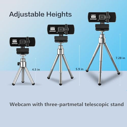 4K Webcam with Tripod, PC Ultra HD Web Camera with Microphone, PDAF Autofocus,Privacy Cover,USB A & USB C Adapter, Plug & Play,Ideal for Business Meetings&Live Streaming - size: Webcam X60 4K Kit