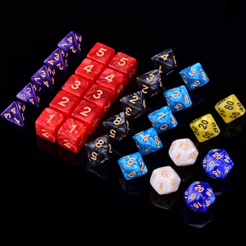 Extended Dice RPG Set | 15 x 31 Polyhedral Dice (465 Piece) for DND5E Tabletop Adventure Games (15 Colors) - color: 15 Colors