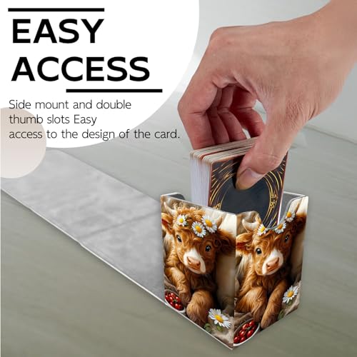 for MTG Deck Box, Trading Card Storage Case Holds 100+ Sleeved Cards, Calf with Daisies and Cherries Magnetic Closure Durable Deck Holder for Magic The Gathering, TCG & Commander - color: Calf with Daisies and Cherries