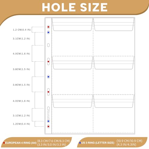 25 Sheets Coin Pocket Pages - 6 Pocket Standard 9-Hole 150 Pockets Inserts Collecting Sleeves for Coins [99mm X 93mm Each Pocket] CS0312506 - color: 6 Pocket(99mm X 93mm Each Pocket), size: 25 Sheets