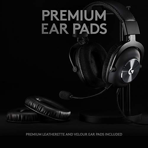 Logitech G PRO X Wired Gaming Headset - Black | Blue VO!CE Detachable Boom Mic, DTS 7.1, 50 mm Drivers, USB/3.5mm Aux, Spare Memory Foam Ear Pads, Bag & USB DAC Included - size: Wired, style: Classic