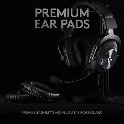 Logitech G PRO X Wired Gaming Headset - Black | Blue VO!CE Detachable Boom Mic, DTS 7.1, 50 mm Drivers, USB/3.5mm Aux, Spare Memory Foam Ear Pads, Bag & USB DAC Included - size: Wired, style: Classic
