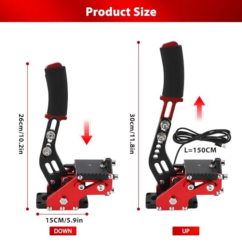 Upgrade 2-in-1 64 Bit USB Handbrake for G920 Compatible with Xbox/Xbox series S/Xbox series X + PC System for Simulated Racing Games with Non-Contact Plus Hall Sensor and Clamp (Black+Red) - color: Red