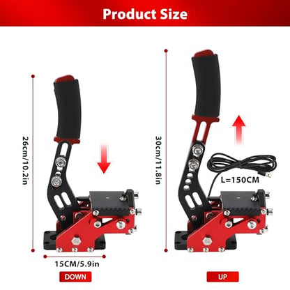 Upgrade 2-in-1 64 Bit USB Handbrake for G920 Compatible with Xbox/Xbox series S/Xbox series X + PC System for Simulated Racing Games with Non-Contact Plus Hall Sensor and Clamp (Black+Red) - color: Red
