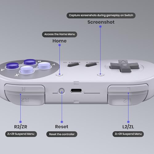 SAFFUN Wireless SNES Controller for SNES & Switch 1/2, PC, Mac (Purple) | (Rechargeable), (Plug & Play), (2.4GHz SNES & USB Receiver), Compatible with Switch Online / Switch OLED, Raspberry Pi - color: Wireless for Switch/SNES Purple