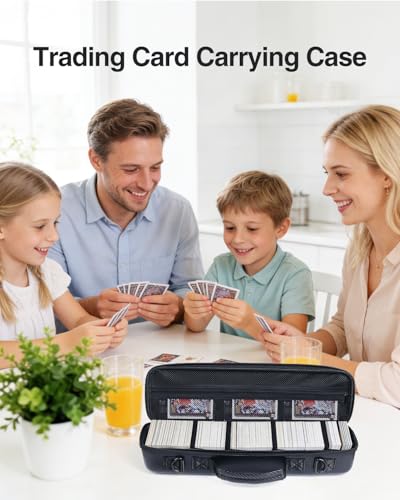 Card Carrying Case with 4 Dividers, Travel Trading Card Storage Case, Portable Sports Cards Carrying Cases, Toploader Storage Box for Pokemon, MTG, TCG, Cards Against Humanity and Game Cards