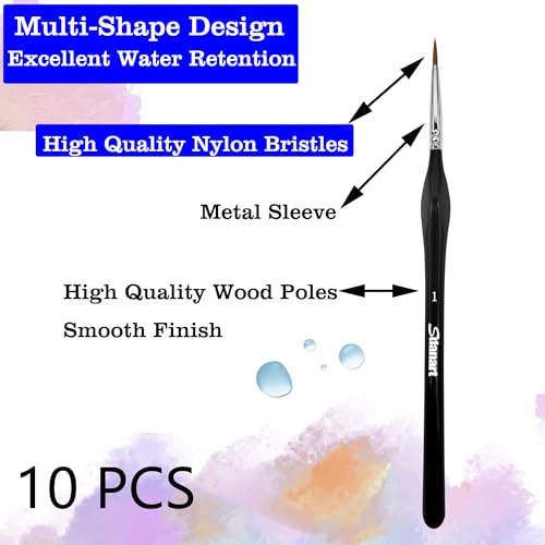 Sdanart 10 PCS Miniature Paint Brushes Drybrush Set,Detail Paint Brushes | Hobby Dry Paint Brush, Advanced Model Paint Brush for Tabletop Wargames Miniature Acrylic Watercolor Oil Painting，40k