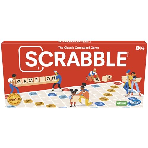 Hasbro Gaming Scrabble Board Game, Classic Word Games for Kids Ages 8 and Up, Fun Family Game for 2-4 Players, The Classic Crossword Game