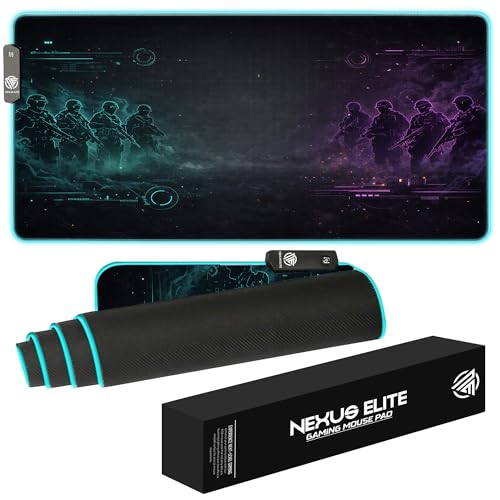 RGB Gaming Mouse Pad Large Extended Desk Mat 35.4x15.7in XXL XXXL Mousepad LED Light Up Keyboard Mat PC Gamer Desk Pad Gaming Accessories Extra Big Mouse Mat for Desk - Phantom Protocol - color: Phantom Protocol