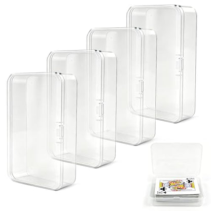 4 Pack Clear Plastic Blank Card Case Snap Button Playing Card Storage Box | Unbreakable compact card holder, suitable for trading cards, business cards and various card collection storage