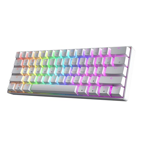 HK GAMING GK61 SE 60% | Mechanical Gaming Keyboard | 61 Keys Multi Color RGB LED Backlit for PC/Mac Gamer | US Layout (White, Mechanical Brown) - color: White, size: Brown Switch