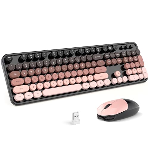 KNOWSQT Wireless Keyboard and Mouse Combo - BlackBerry-Gradient Colorful 2.4G Typewriter Full-Size Cute Keyboards - USB Receiver Plug and Play, for Computer, PC, Laptop, Desktop, Windows - color: Gradient Blackberry
