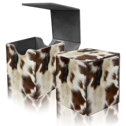 Card Deck Box for MTG Commander,Collectible Trading Storage Box Fits 120+ Single Sleeved Cards Magnetic Case PU Leather for Magic Commander TCG CCG MTG,Brown Fur Pattern - color: Brown Fur Pattern