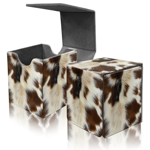Card Deck Box for MTG Commander,Collectible Trading Storage Box Fits 120+ Single Sleeved Cards Magnetic Case PU Leather for Magic Commander TCG CCG MTG,Brown Fur Pattern - color: Brown Fur Pattern