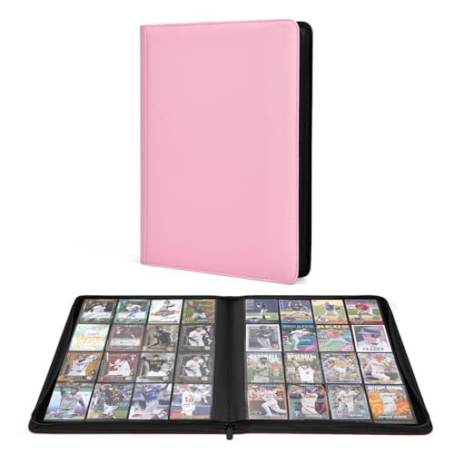 Premium 1000+ Pockets Trading Card Binder, 16-Pocket Ringless Side-Loading Album for TCG, MTG, Lorcana, Sports & Standard-Size Cards - color: Pink