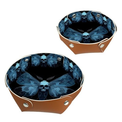2Pcs PU Dice Holder Folding for RPG DND Table Games, Dice Trays Storage Box Portable Folding Rolling Dice Tray, Blue Moth Skull - color: Multi 10