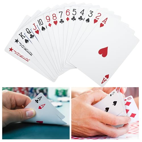 LotFancy Playing Cards, 100% Plastic, Waterproof - 2 Decks of Cards with Plastic Cases, Poker Size Standard Index, for Magic Props, Pool Beach Water Card Games - style: Navy Blue Back Standard Index