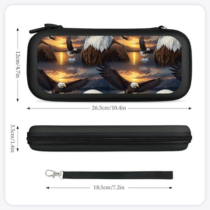 PPIKTC Game Console Storage Bag Compatible with Nintendo Switch, Eagle Hard Shell Shockproof Travel Carrying Pouch with 15 Game Cartridges - color: Design (327)