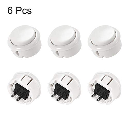 uxcell 30mm Mounting Hole Momentary Game Push Button Switch for Arcade Video Games White 6pcs - color: White