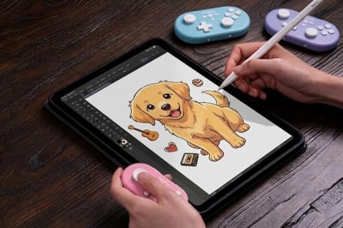 ShanWan wireless handheld controller, suitable for Switch/Switch 2/Android/iOS/PC/Steam Deck/phone, 1000Hz polling rate, with custom keyboard mode for Procreate drawing Bluetooth controller/6-axis gyroscope/vibration (blue) - color: blue