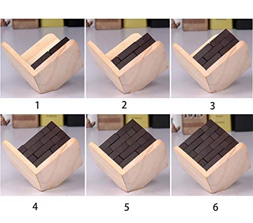 AHYUAN Wooden Brain Teaser Puzzles Cube Stocking Stuffers Wooden Puzzles T-Shaped Jigsaw Logic Puzzle Educational Games Toy for Kids and Adults (Coffee) - color: Coffee
