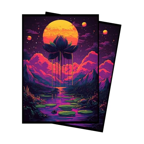 Neon Lotus 1 - MTG Card Sleeves, 104ct, Standard Size, Textured | Perfect for Double Sleeving, Smudge Resistant Matte Back, Standard 66x92mm - Compatible with Magic The Gathering & TCG Cards - color: Neon Lotus 1, size: Textured