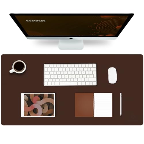K KNODEL Large Office Leather Desk Mat, Mouse and Keyboard Pad, Computer and Laptop Mat, Desktop Protector and Cover, Writing Pad and Blotter (31.5"x15.7", Dark Brown) - color: Dark Brown, size: 31.5" x 15.7"