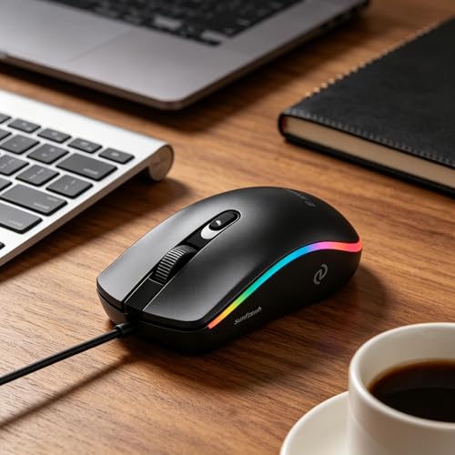 Wired Dual Mode Gaming Mouse & RGB Charging Mouse Pad Combo, 10W Qi Wireless Charger, Ergonomic Mice with RGB Light for Gaming & Office