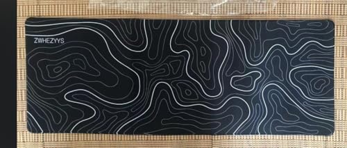 Abstract Topographic Map Black Mouse Pad Big Gaming Mouse Pad XXL Mousepad Large Keyboard Mat with Non-Slip Rubber Base Stitched Edges Mouse Mat Desk Pad for Gaming and Office - color: Black