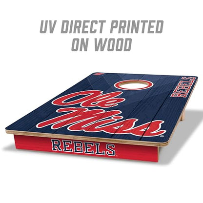 YouTheFan NCAA 2’ x 3’ Wood Cornhole Game with Logo Bags - color: Mississippi Rebels